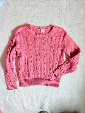 EUC The Beaufort Bonnet Company pink cable knit sweater size 10